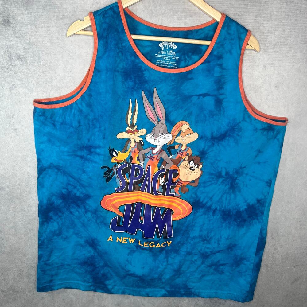 Men's Space Jam A New Legacy Tie Dye Graphic Tank Top Blue 2XL